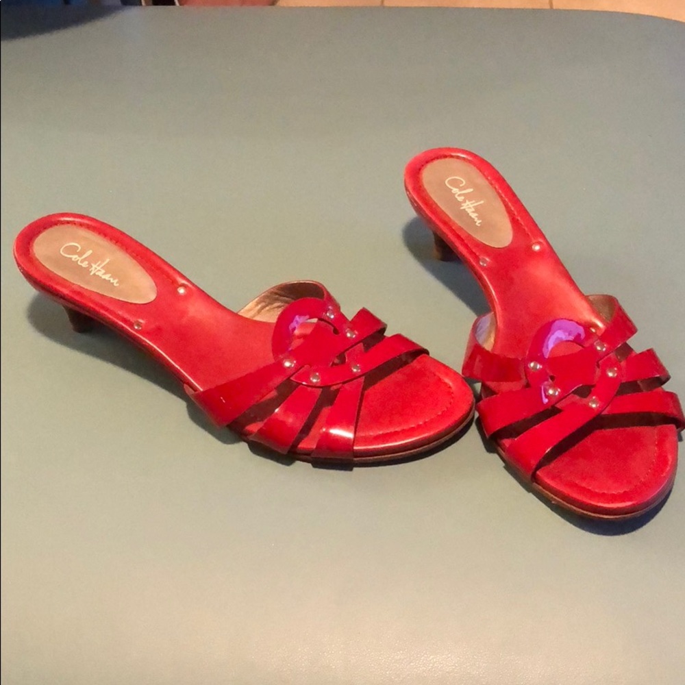 Cole Haan red kitten heel slides size 8.5